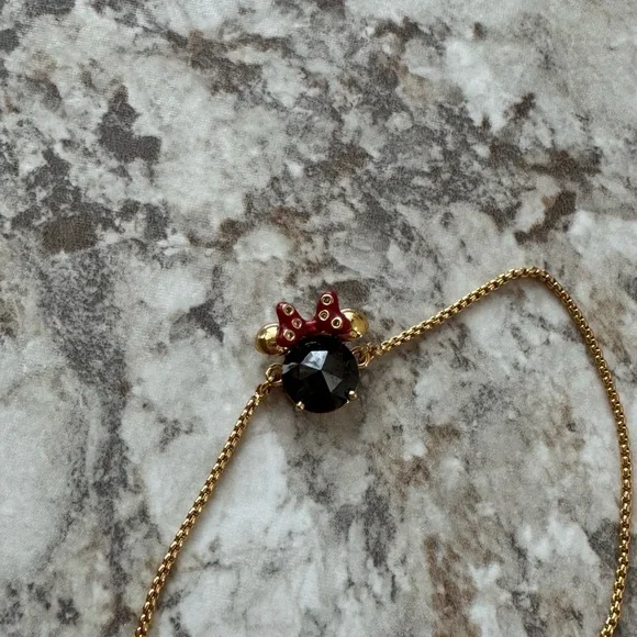 NWT Disney Kate Spade Minnie Mouse Gold Slider Adjustable Bracelet - Picture 2 of 3